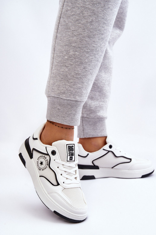 Tênis femininos de estilo esportivo Big Star LL274440 nas cores branco e preto