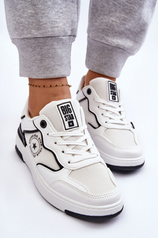 Tênis femininos de estilo esportivo Big Star LL274440 nas cores branco e preto