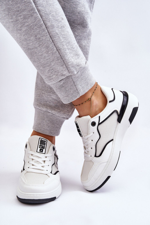 Tênis femininos de estilo esportivo Big Star LL274440 nas cores branco e preto