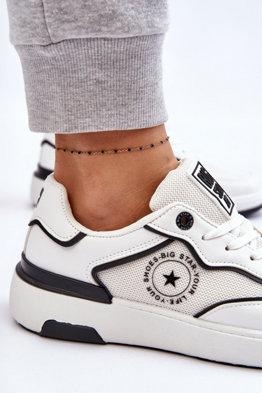 Tênis femininos de estilo esportivo Big Star LL274440 nas cores branco e preto