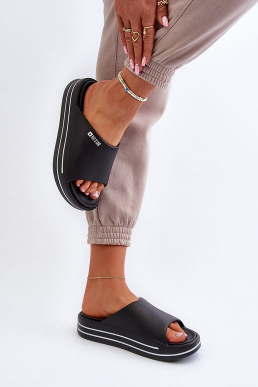 Chinelos femininos com plataforma Big Star NN274A037 cor preta