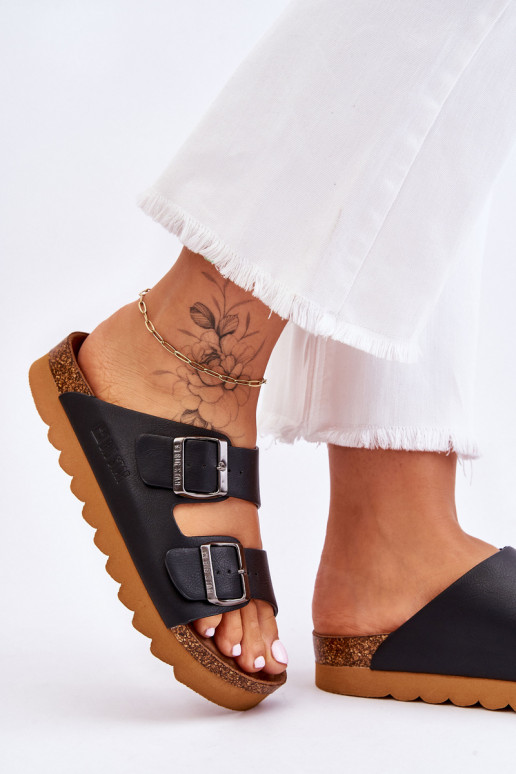 Chinelos femininos clássicos Big Star LL274477 na cor preta