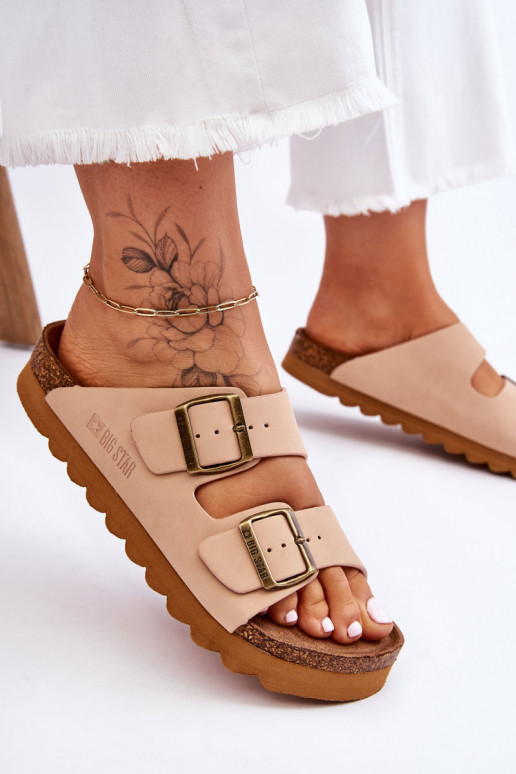 À modalo clássico Feminino Chinelos Big Star LL274478 bege