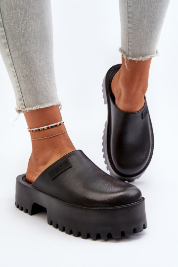 Feminino Chinelos com solas maciças da moda Big Star NN274014 cor preta