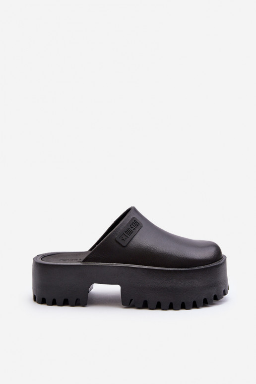 Feminino Chinelos com solas maciças da moda Big Star NN274014 cor preta