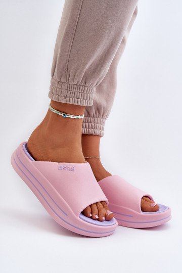 Chinelos femininos com uma plataforma Big Star NN274A035 cor rosa 2