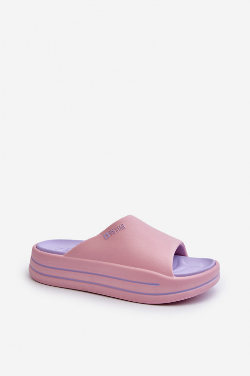 Chinelos femininos com plataforma Big Star NN274A035 na cor rosa