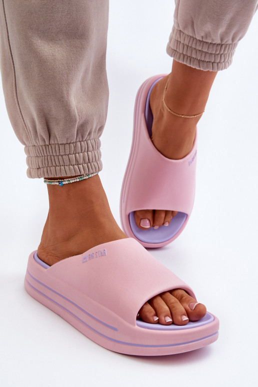 Chinelos femininos com plataforma Big Star NN274A035 na cor rosa