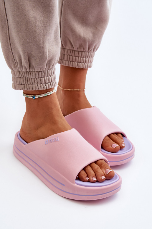 Chinelos femininos com plataforma Big Star NN274A035 na cor rosa