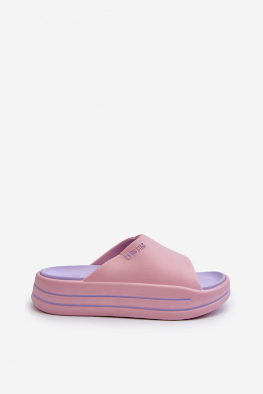 Chinelos femininos com plataforma Big Star NN274A035 na cor rosa