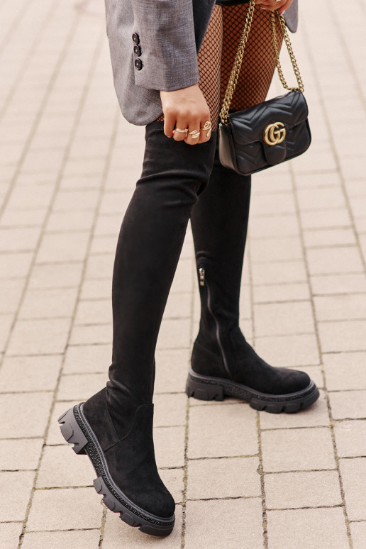 Botas Femininas de Cano Alto em Suede...