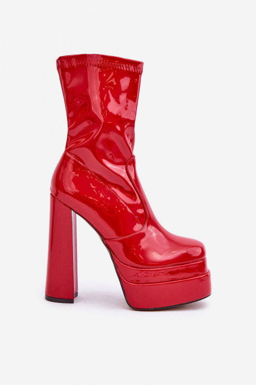 Botas de Salto com Efeito Laqueado e Plataforma INysokim vermelhas Lotisha Botas de Salto com Efeito Laqueado e Plataforma INysokim vermelhas Lotisha