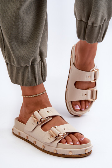 Chinelos femininos com uma plataforma Big Star NN274083 bege