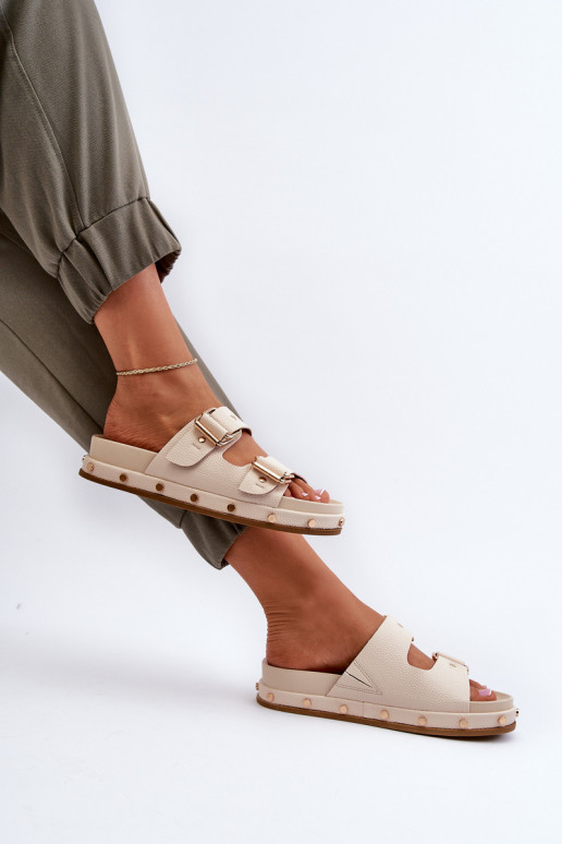 Chinelos femininos com uma plataforma Big Star NN274083 bege