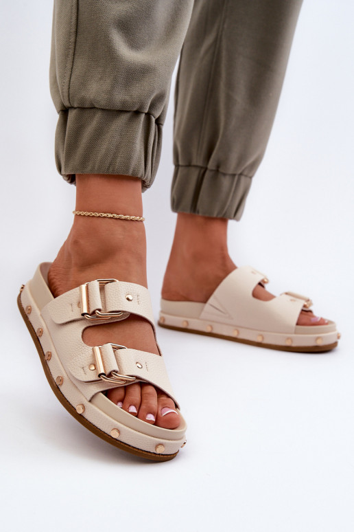 Chinelos femininos com uma plataforma Big Star NN274083 bege