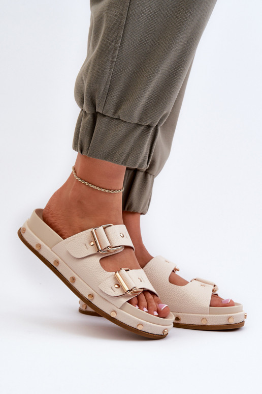 Chinelos femininos com uma plataforma Big Star NN274083 bege