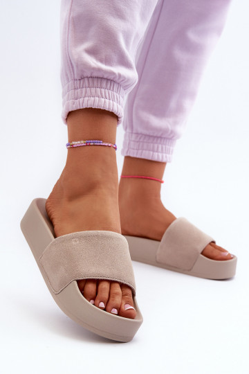 Feminino Chinelos com uma plataforma de camurça Big Star NN274A671 bege