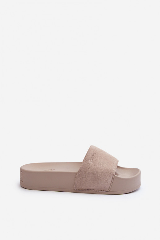 Feminino Chinelos com uma plataforma de camurça Big Star NN274A671 bege