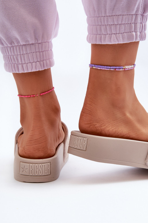Feminino Chinelos com uma plataforma de camurça Big Star NN274A671 bege