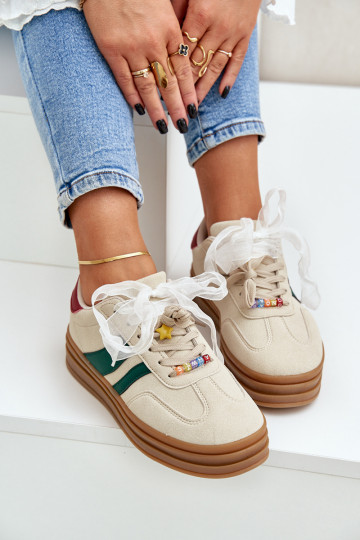 Tênis Feminino Z com Detalhes Bege Jariana