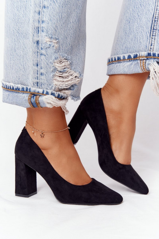 Sapatos de camurça com salto Sergio Leone PB216 cor preta Sapatos de camurça com salto Sergio Leone PB216 cor preta