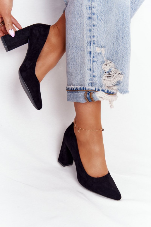 Sapatos de camurça com salto Sergio Leone PB216 cor preta Sapatos de camurça com salto Sergio Leone PB216 cor preta