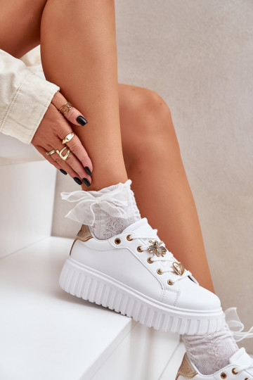 À modalo de tênis Feminino Z Przypinkami cor branca Grelesi