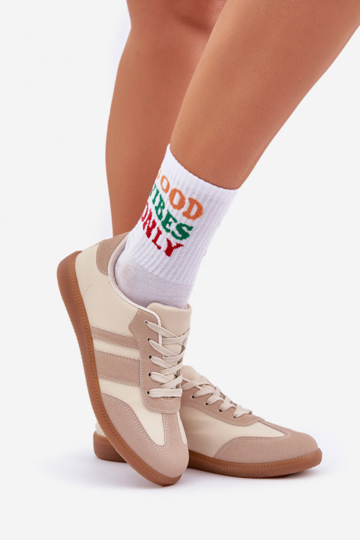 Baixo À modalo de tênis Feminino de couro ecológico bege Nonalorin