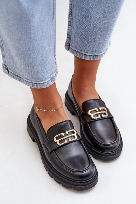 mocassins femininos Ze cor douradam Detalem cor preta Trionna mocassins femininos Ze cor douradam Detalem cor preta Trionna