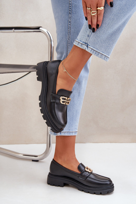 mocassins femininos Ze cor douradam Detalem cor preta Trionna mocassins femininos Ze cor douradam Detalem cor preta Trionna