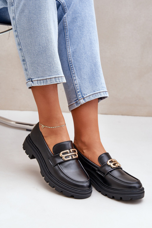 mocassins femininos Ze cor douradam Detalem cor preta Trionna mocassins femininos Ze cor douradam Detalem cor preta Trionna