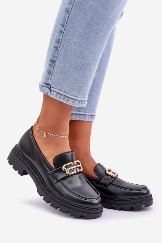 mocassins femininos Ze cor douradam Detalem cor preta Trionna mocassins femininos Ze cor douradam Detalem cor preta Trionna