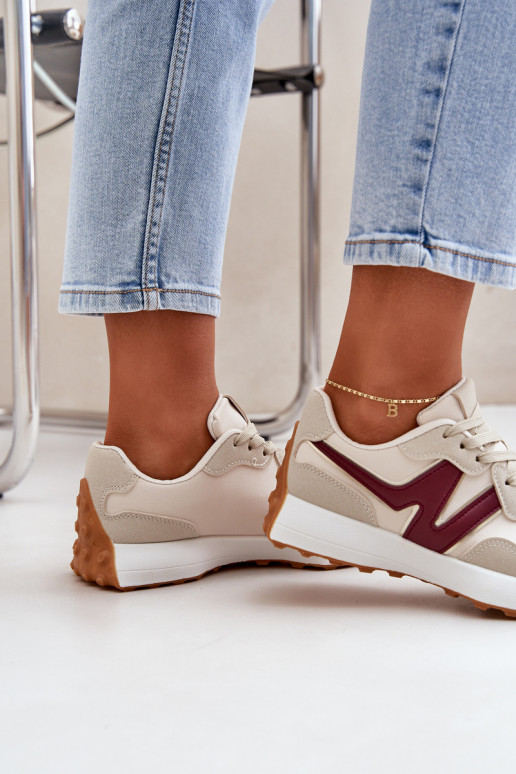 tênis À modalo de tênis Feminino bege-Borgonha Britma