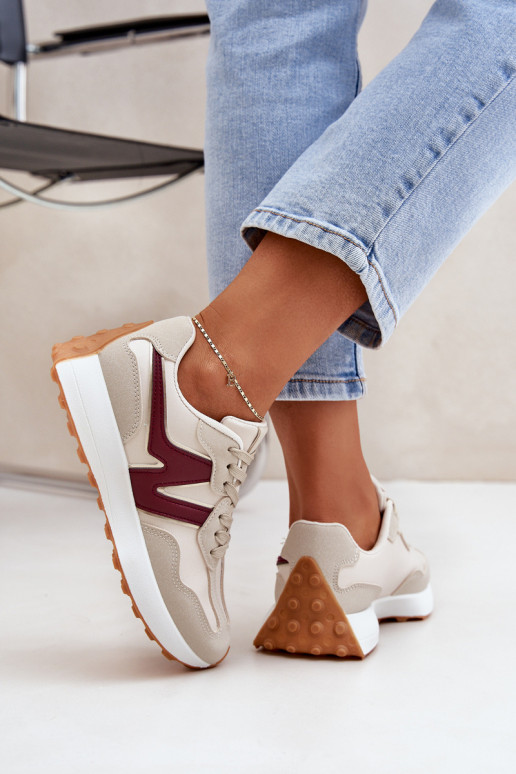 tênis À modalo de tênis Feminino bege-Borgonha Britma