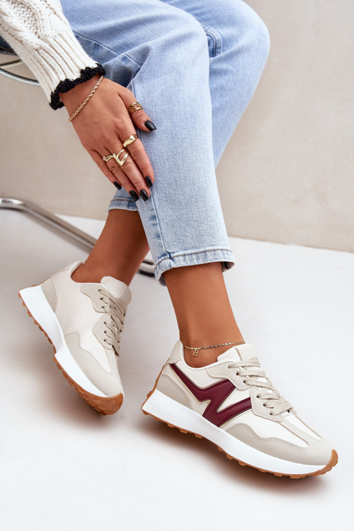 tênis À modalo de tênis Feminino bege-Borgonha Britma