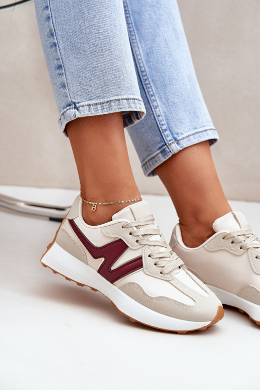 tênis À modalo de tênis Feminino bege-Borgonha Britma