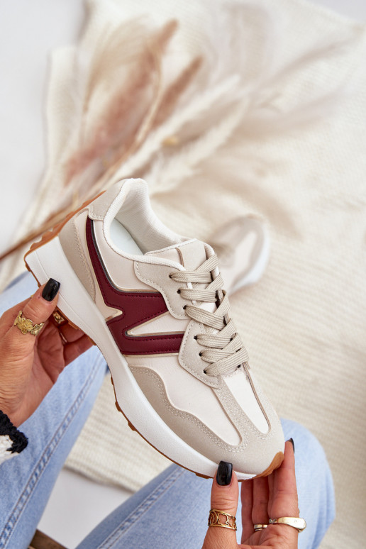 tênis À modalo de tênis Feminino bege-Borgonha Britma