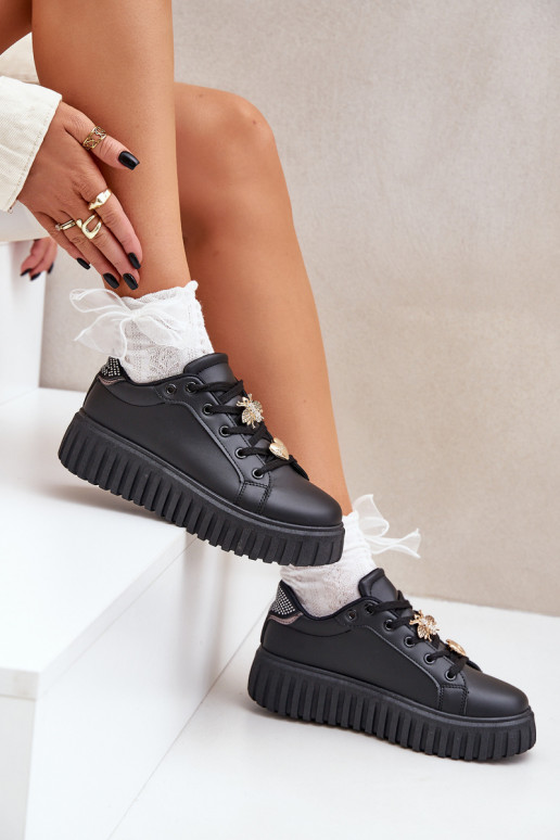 À modalo de tênis Feminino Z Przypinkami cor preta Grelesi