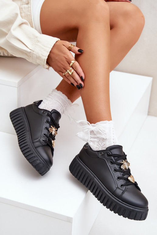 À modalo de tênis Feminino Z Przypinkami cor preta Grelesi