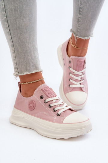 Sapatos femininos com solas maciças da moda Big Star NN274129 cor rosa