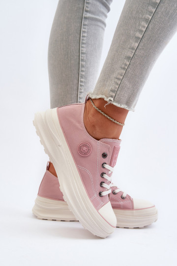 Sapatos femininos com solas maciças da moda Big Star NN274129 cor rosa 2