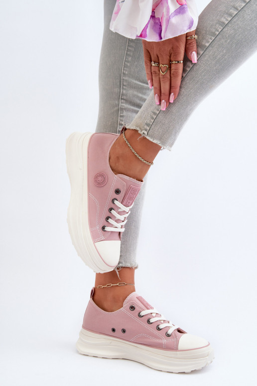 Sapatos femininos com solas maciças da moda Big Star NN274129 cor rosa