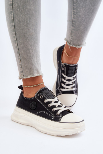 Sapatos femininos com solas maciças da moda Big Star NN274125 cor preta