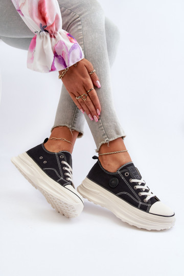 Sapatos femininos com solas maciças da moda Big Star NN274125 cor preta 2