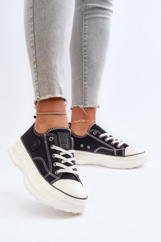 Sapatos femininos com solas maciças da moda Big Star NN274125 cor preta Sapatos femininos com solas maciças da moda Big Star NN274125 cor preta