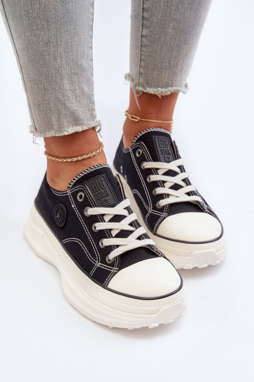 Sapatos femininos com solas maciças da moda Big Star NN274125 cor preta Sapatos femininos com solas maciças da moda Big Star NN274125 cor preta