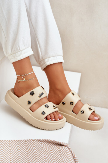 Chinelos leves Chinelos femininos Z Przypinkami bege Ravanala