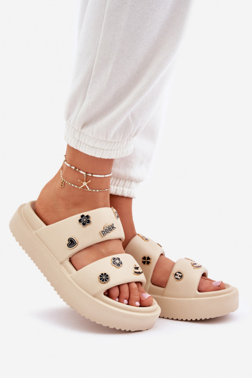 Chinelos leves Chinelos femininos Z Przypinkami bege Ravanala