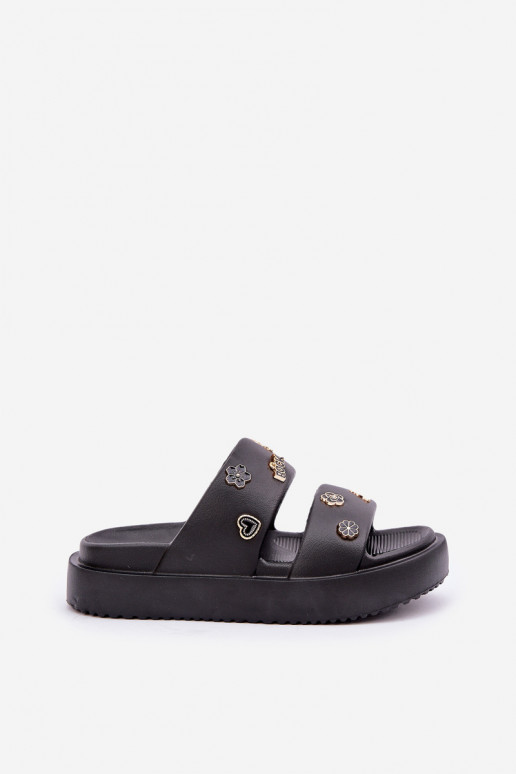 Chinelos leves Chinelos femininos Z Przypinkami cor preta Ravanala