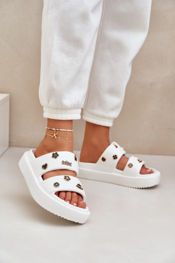 Chinelos leves Chinelos femininos Z Przypinkami cor branca Ravanala 2